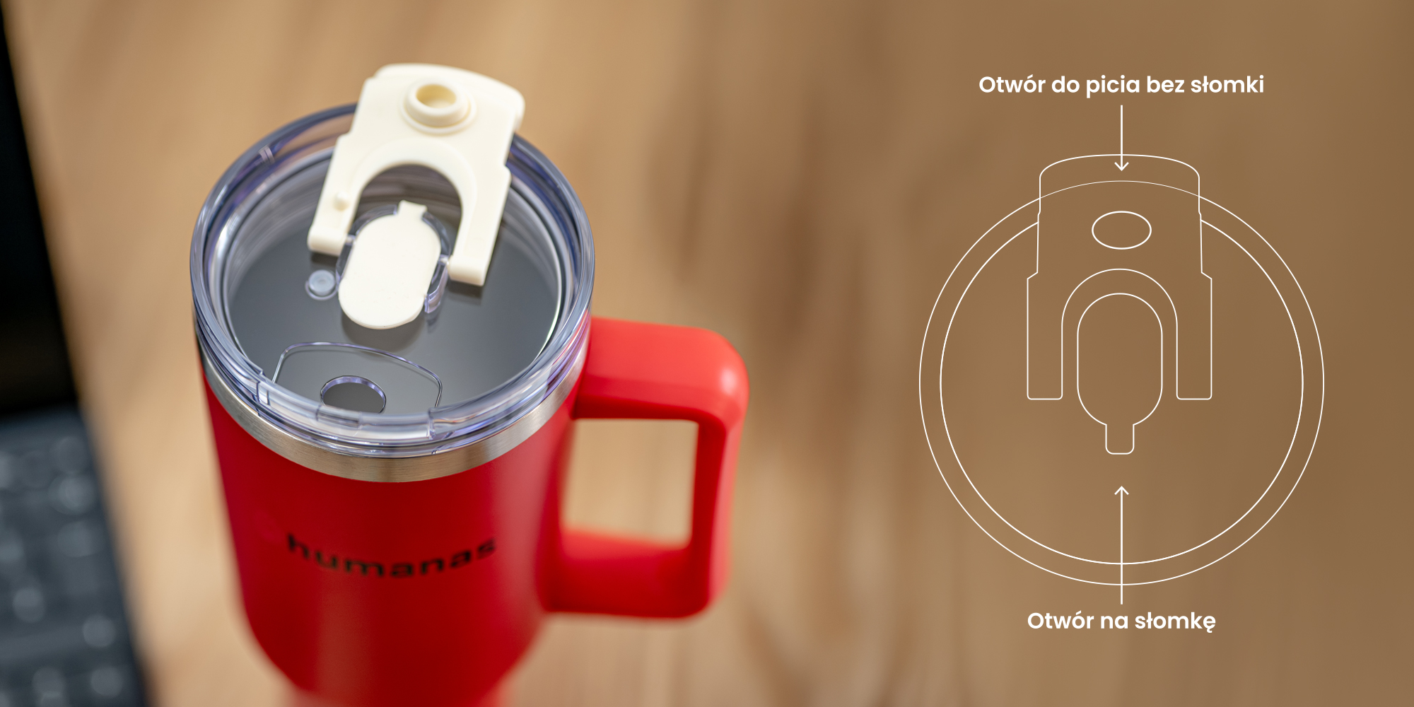 Kubek termiczny Humanas Viva 1200 ml - czerwony